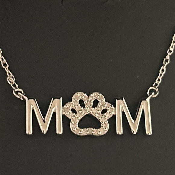 Diamond “Paw” Mom 18” Pendant Necklace in Sterling Silver - Picture 6 of 6